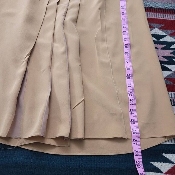 Vintage Celine Camel Tan Silk Midi Skirt Skort Sz 40 US‎ 8 Pleated Front Preppy - Picture 7 of 7